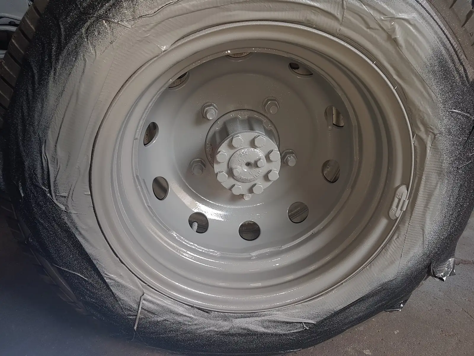 Commercial wheel blasted and primed grey