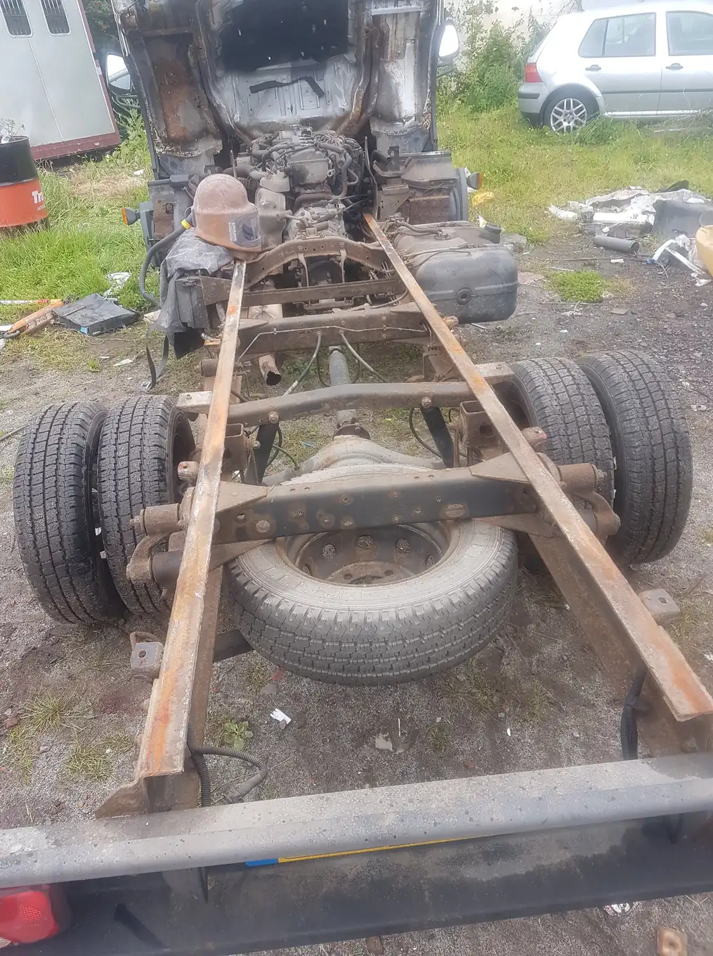 Rusted lorry chassis before shot blasting in Washington