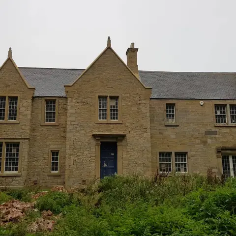 Sandstone house front after stone cleaning