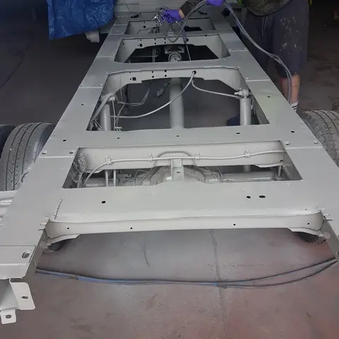 Lorry chassis blasted and primed grey