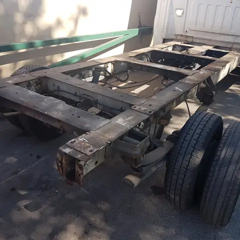 Trailer chassis before blasting