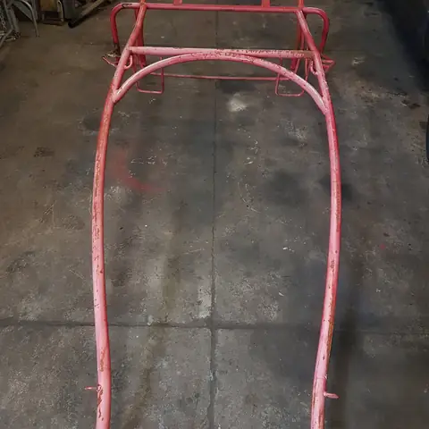 Tubular steel frame painted red