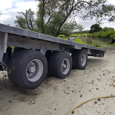 Flatbed trailer painted grey