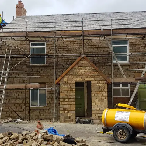 Stone cottage after blast cleaning