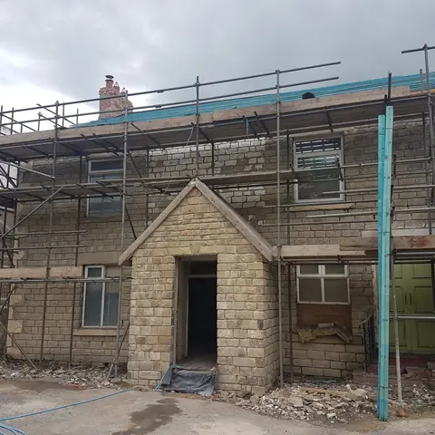 Stone cottage during restoration