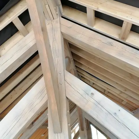 Oak roof truss joints cleaned
