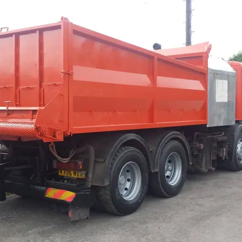 Tipper lorry body painted orange