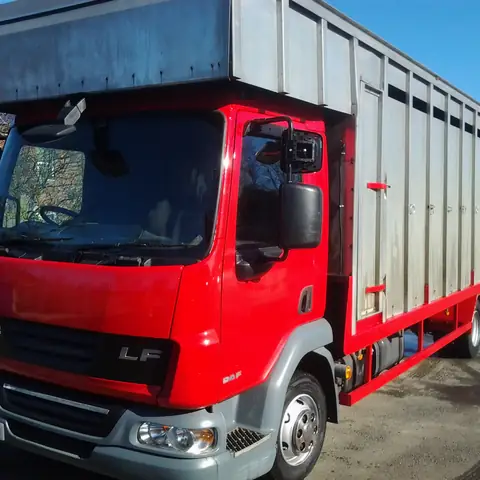 Livestock lorry body refinished red